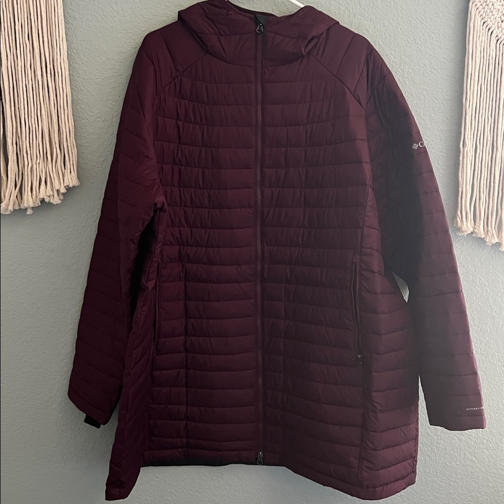 Columbia Maroon Quilted Hooded Jacket